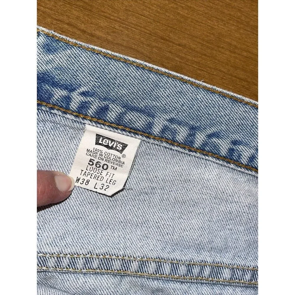 Levi's 560 Jeans Men 38x32 Y2K Vintage Baggy‎ Loose Skater Raver Mallgoth 🤩